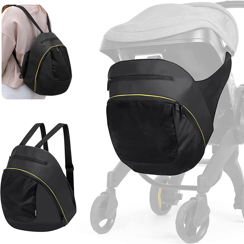 

Mommy Storage Bag For Doona/Foofoo Stroller Accessories Portable Storage Bag Mom Backpack 2 In 1 Black Waterproof Diaper Bag