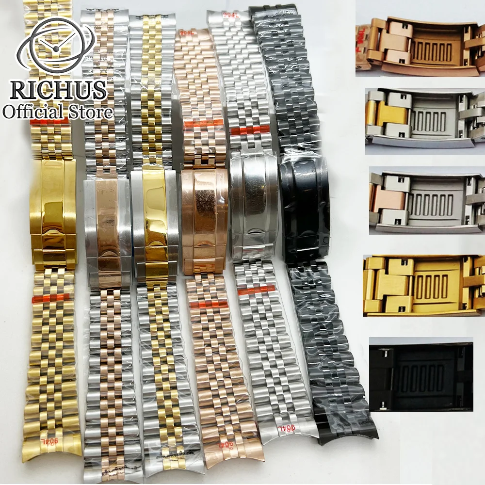 

20mm silver black gold pvd bracelet slide glide lock clasp 904L stainless steel strap fit watch case watch band