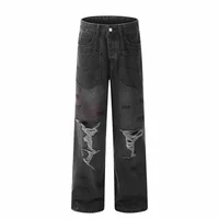 Jean Baggy Déchiré à Jambes Larges pour Homme, Pantalon en Denim, Style Rétro Américain, Décontracté, Y2K, High Street Fashion, Collection Printemps 2025 4