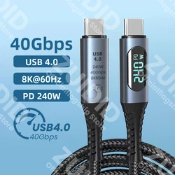 High-Speed USB4 Type C to C Cable, 240W 40Gbps, 5A Fast Charging, 8K@60Hz Display - 1M (USB4.0 LED Display)