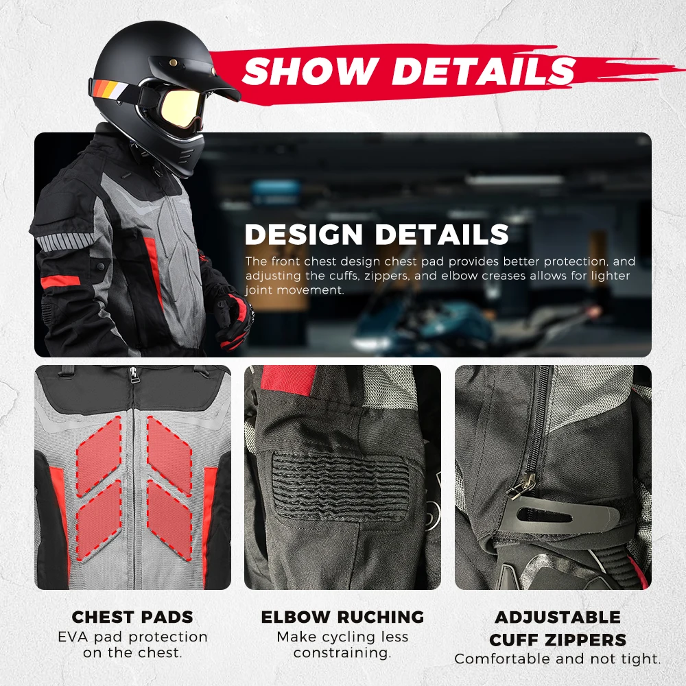 Motorcycle Jacket Clothing Men Riding Suit Neck Guard Detachable Waterproof Outdoor Protective