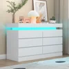 6 Drawer Dresser with Power Outlet, Dresser with LED Light, Chest of Drawers for Closet, Double Wide Drawer Organizer Cabinet 1