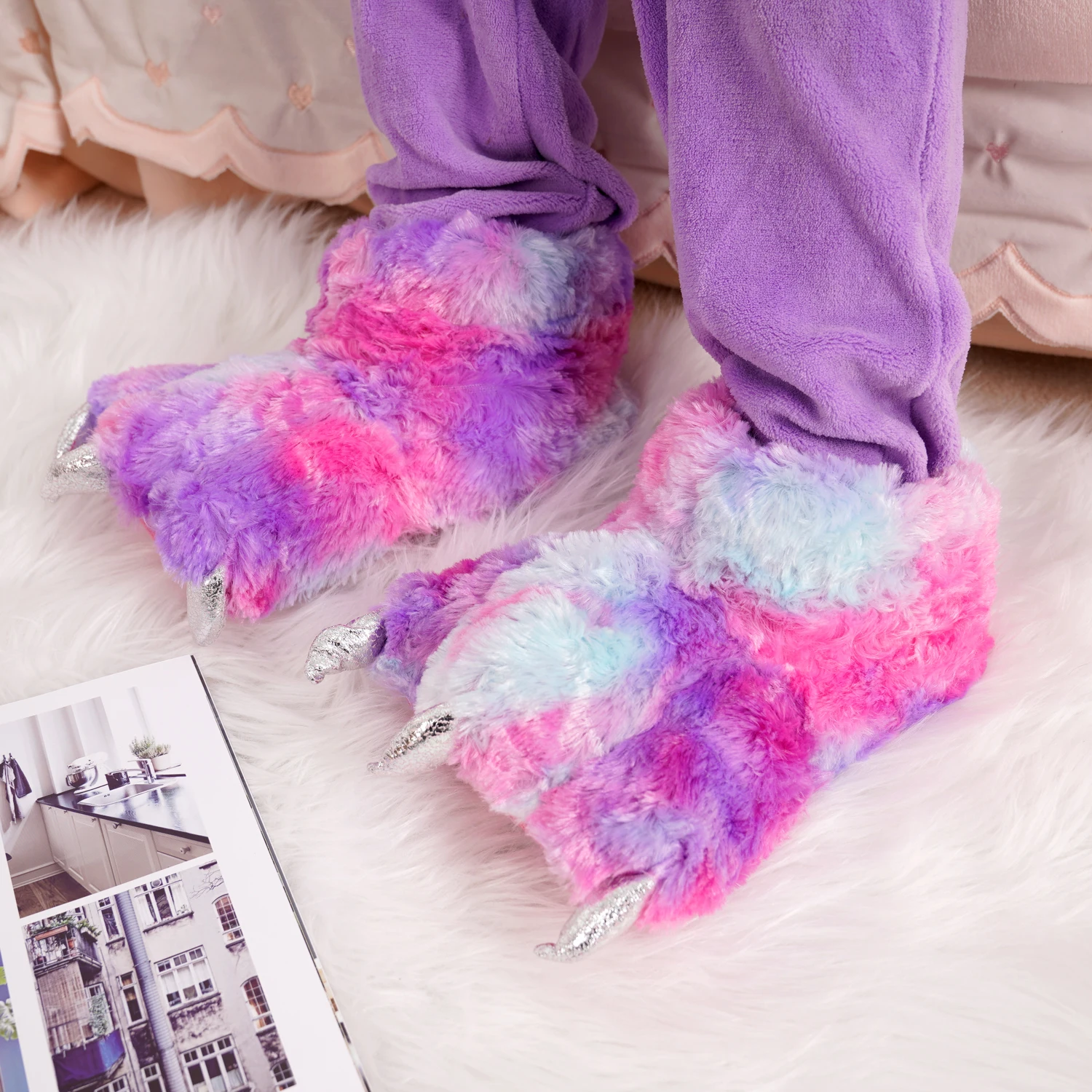 Cat Paw Slippers - Pink - Yellow - 4 Colors - 6 Sizes - ApolloBox