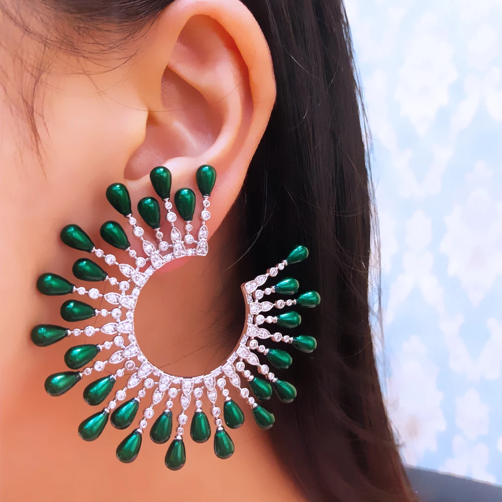 Kellybola New Big Shiny Earrings For Women Bridal Wedding Girl Daily Surper Jewelry High Quality Facebook Ins Trendy Classic