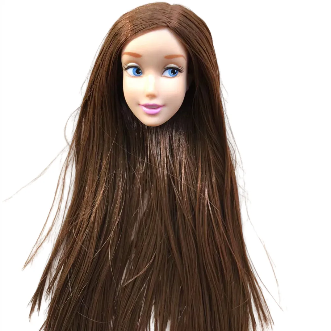 1/6 Doll Head Toys DIY Toy Rare Face Doll Parts Colorful Hair Doll Accessories Brown White Beige Skin Doll Heads Figures