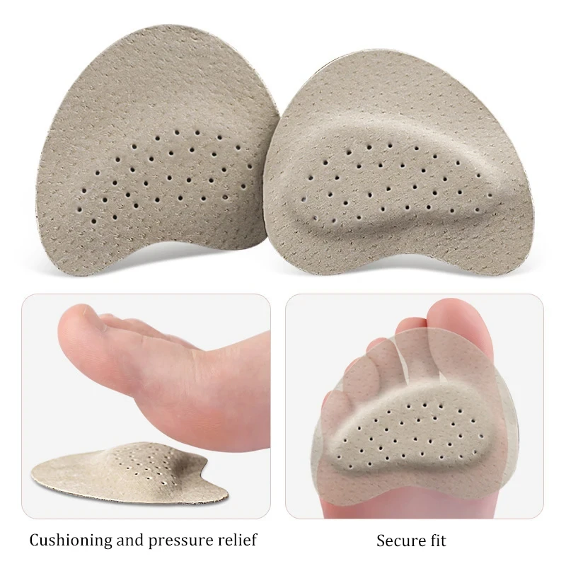 Shoe Insoles 4pcs Sandals Anti-slip Stickers Leather Forefoot Pad Women High Heels Pain Relief Insert Insoles Toe Cushion Foot Care Shoes Pad