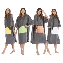 

2022 Women Beach Surfing Diving Swimming Changing Clothes Hooded Cloak Bathrobe SPA Hooded Warm Bathrobe Bath Towel Quick-Drying