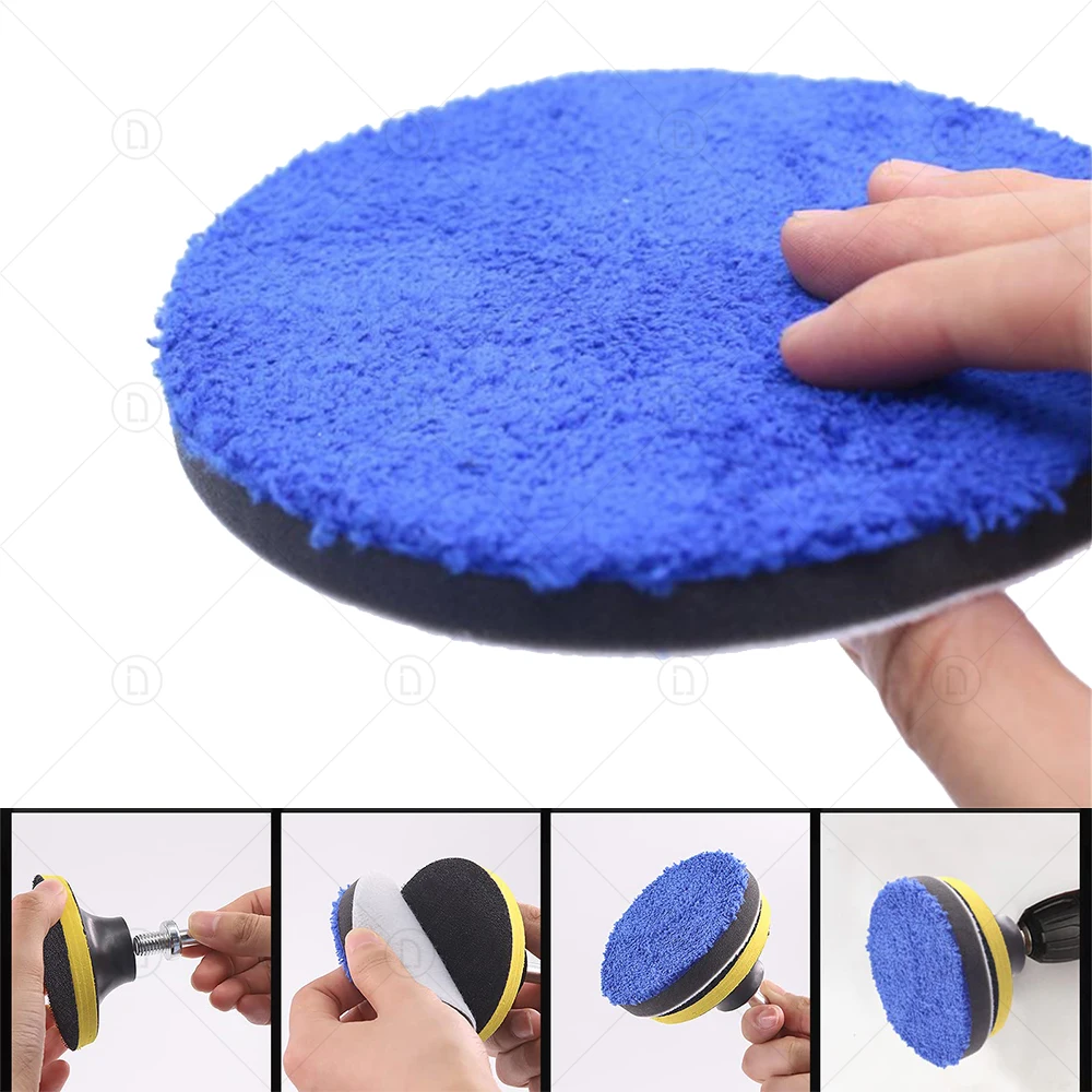 Microfiber Polishing Pad 3/4/5/6/7 Inch Removing Waxing Sponge Kits For Car Cleaning Buffer Pads For Orbital Polisher car polishing pad car polish pad car polishing sponge polishing sponge set