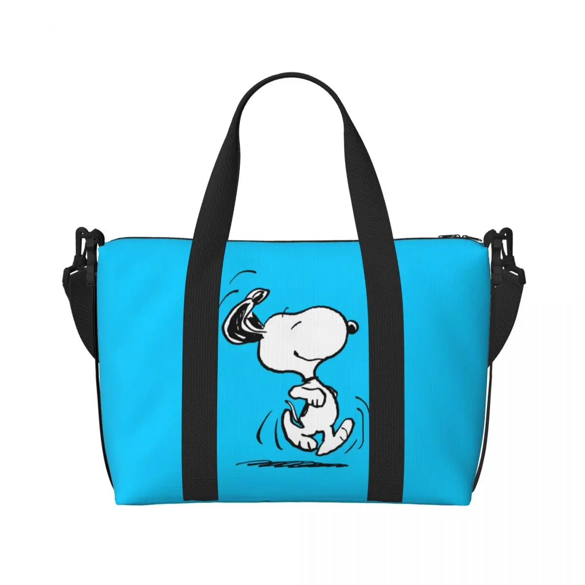 Custom Snoopys Happy Dance Tote Bag Women Large Capacity Cartoon Comic Dog Beach Gym Shoulder Travel Bag 2