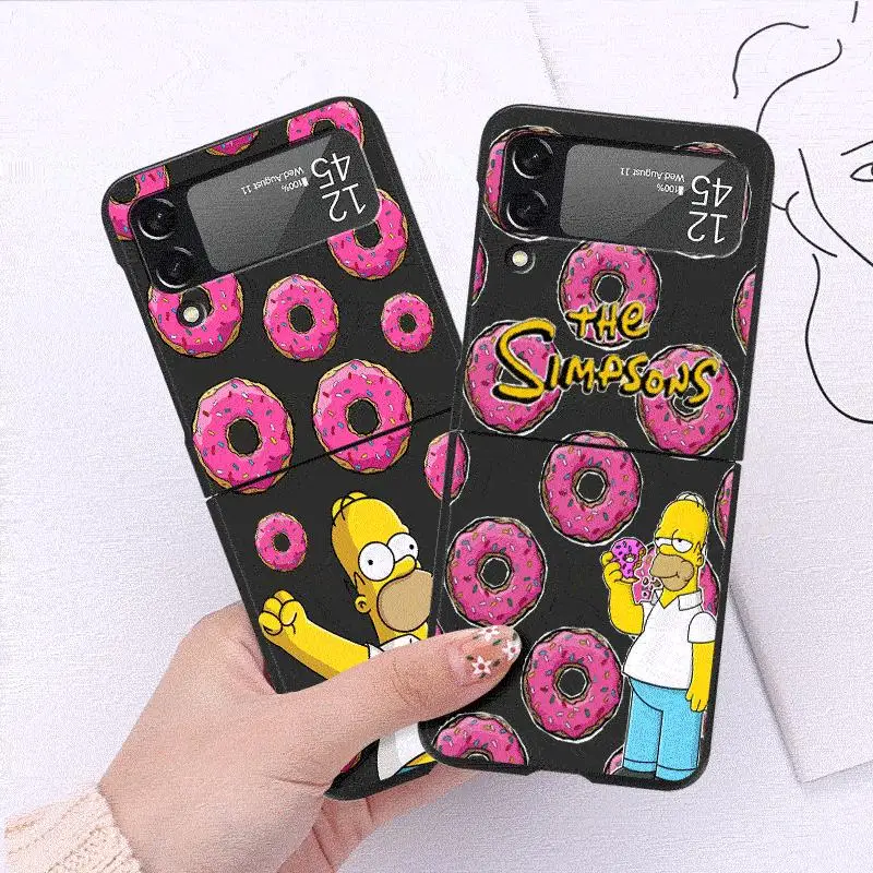 The Simpsons Homer Shockproof Black Hard Phone Cover for Samsung Galaxy Z Flip