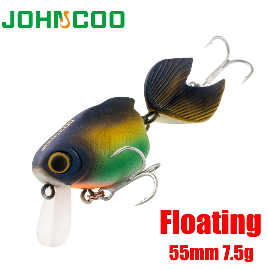 HUFFA Poisson Rouge Flottant leurre de pêche manivelle 55mm 7.5g Bar d'eau Douce manivelle Surface appâts durs artificiels Wobblers réveil appât (Color : 01, Size : 55mm 7.5g