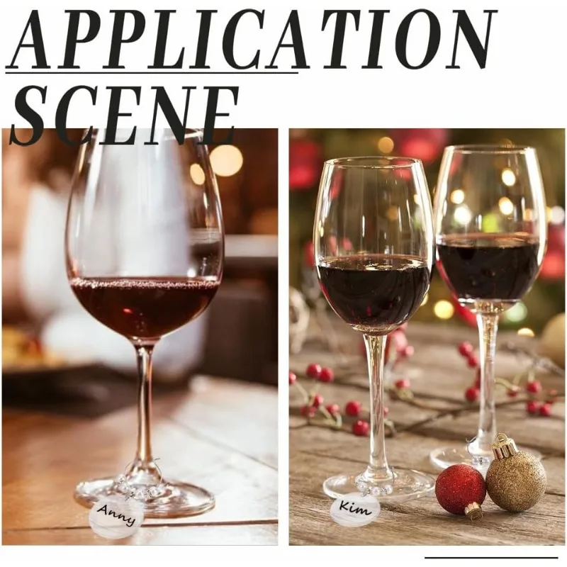 NBEADS 24 Ciondoli Identificatori Per Bicchieri Da Vino - Perline Acriliche, Anelli In Lega, 12 Colori Per Feste E Regali - 2
