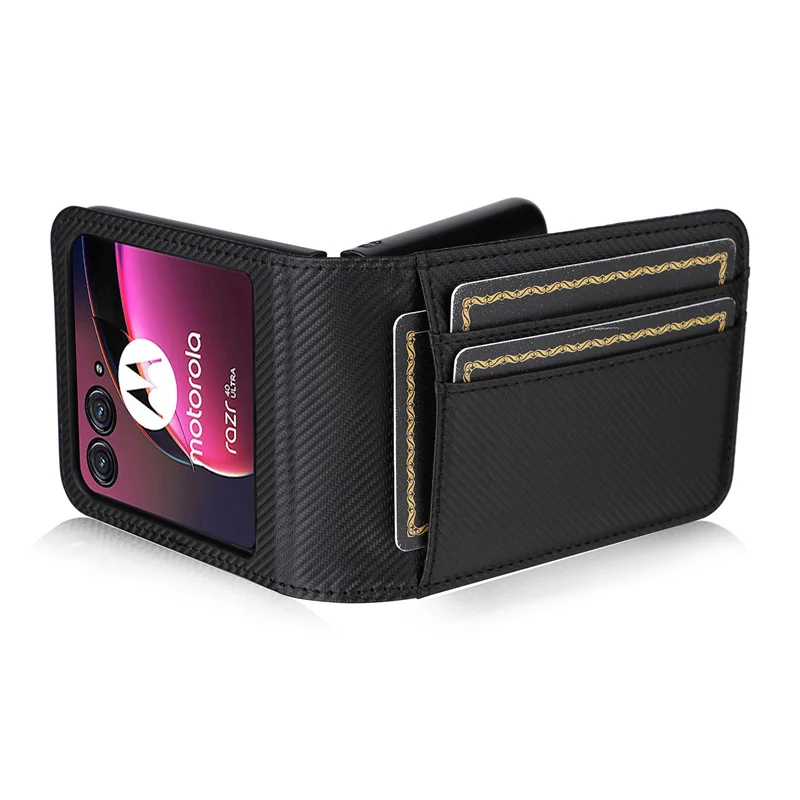 Carbon Fiber Wallet Leather Flip Case with Multi-Card Slots - Premium Phone Cover