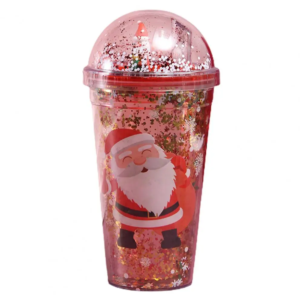 500ml Micro Landscape Creative Tumbler With Straw Christmas Santa Claus  Bear Tree Plastic Cup Double Wall Plastic Glitter Mugs - Water Bottles -  AliExpress