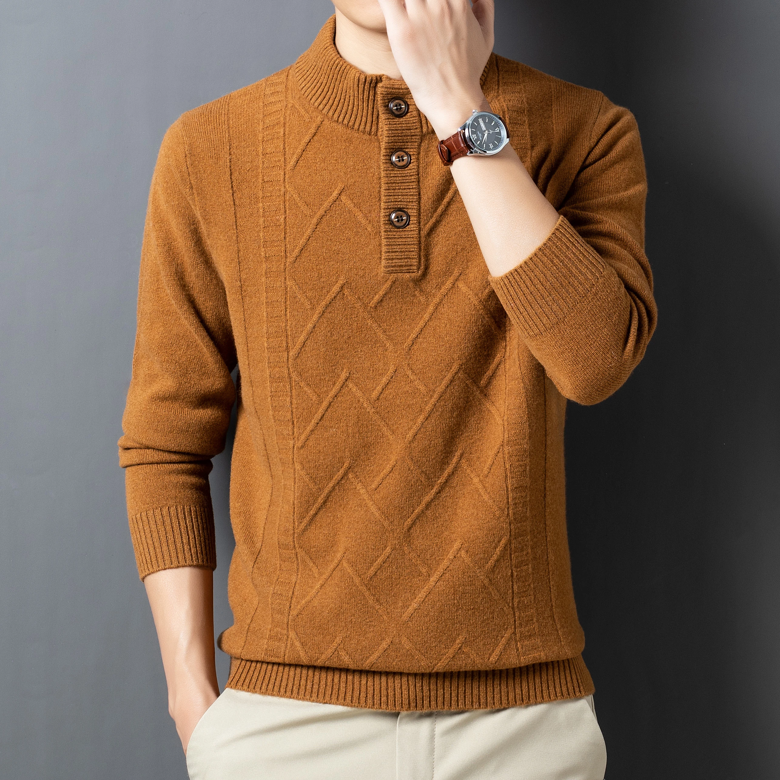 패션 겨울 100% 캐시미어 니트 스웨터 따뜻한 울 풀오버 터틀넥 Roupas Masculinas 풀오버, 남성 캐주얼 점퍼, 2023