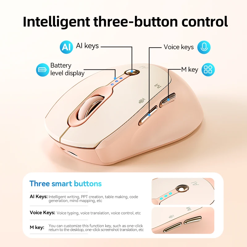 NEW AI Mouse Voice Intelligent Bluetooth 2.4G Wireless Type-C Charging Voice Input Writing Translation Tablet Laptop Quick input