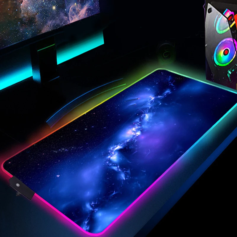 Mousepad Anime Galaxy Mause Pad RGB Gamer Desk Carpet Deskpad Computer