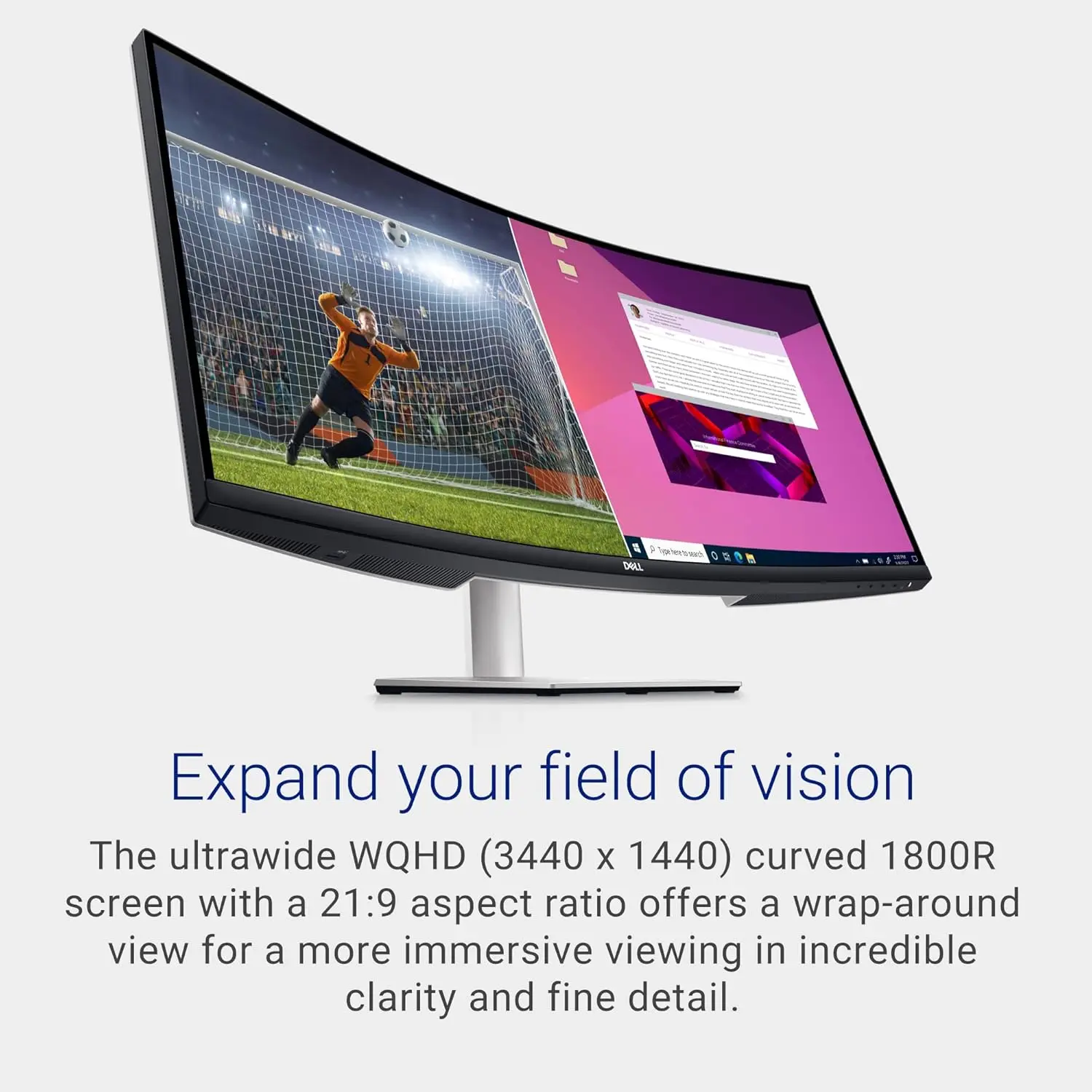 Dell S3423DWC Curved USB-C Monitor - 34-Inch WQHD (3440x1440) 100Hz 4Ms 21:9 Display, USB-C Connectivity, 2 x 5w Audio Output 2