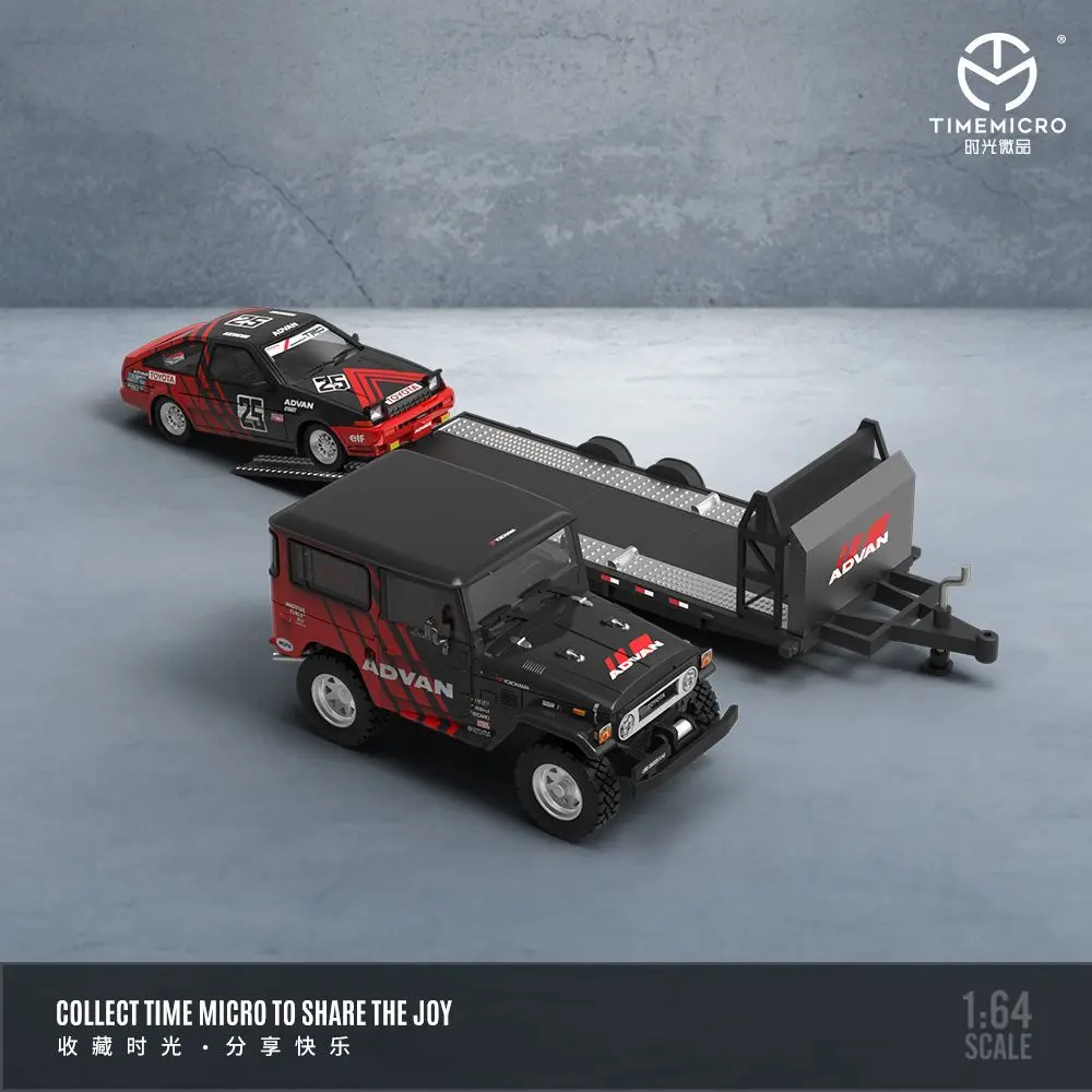 TM Diecast 1/64 Scale Toyota FJ40 & AE86 Sports Car with ADVAN Trailer Set Alloy Car Model Toys for Boys Gift 17 S01b8559ad289458c996da7123c5a410bD