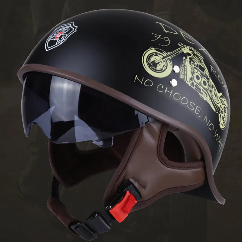 Retro Motorhelm Bobber/Cafe Racer/Chopper/Bagger Half Helm Scooter
