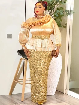 2026 Summer Party Evening Dresses Elegant Ladies Luxury Sequins Maxi Robe Puff Sleeve Dress Africa Clothes Wedding Prom Gowns 1