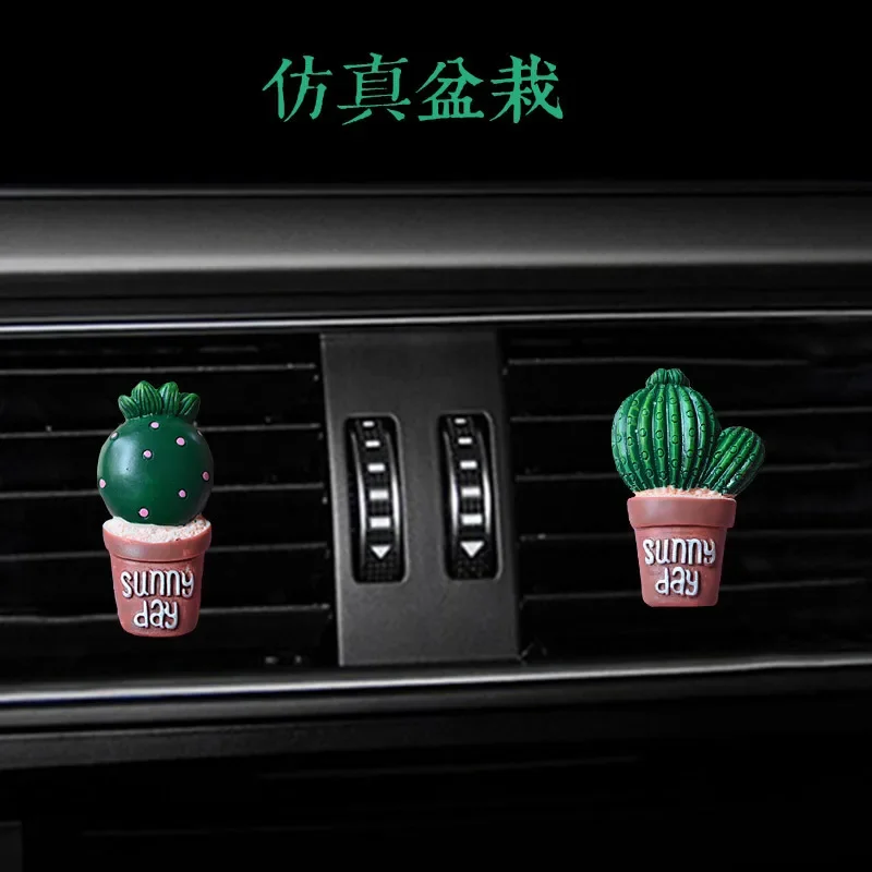 

Имитация кактуса в горшке автомобильный Кондиционер воздуха на воздухе парфюмерный зажим Украшение интерьера автомобиля