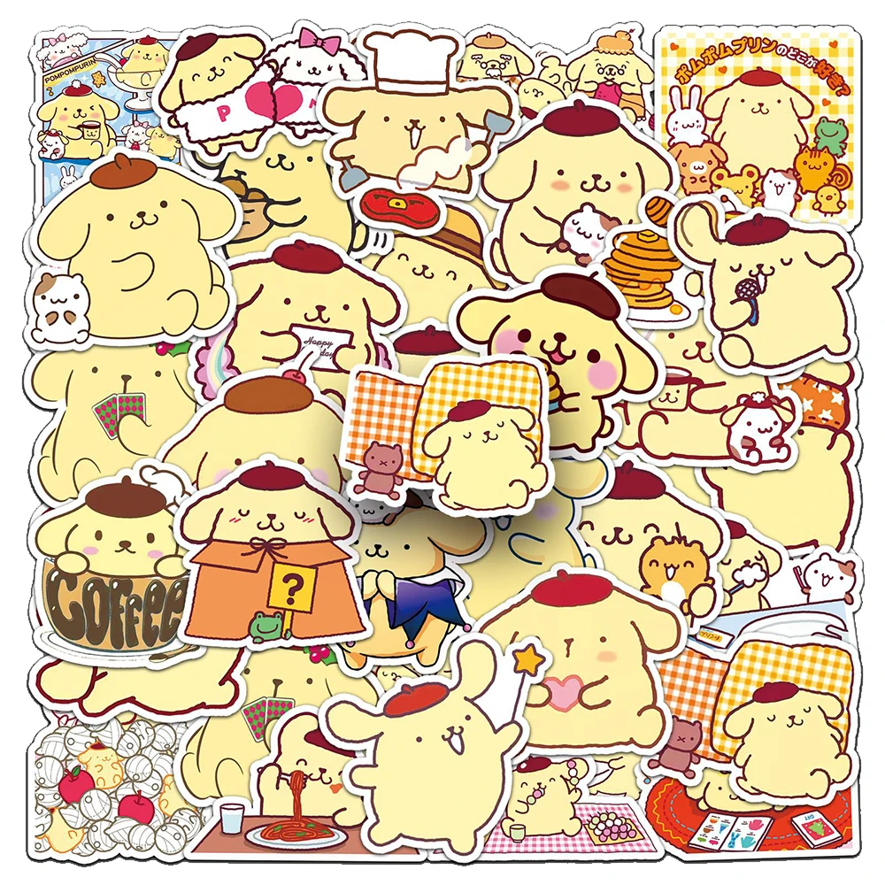 

10/30/50pcs Kawaii Pompom Purin Graffiti Sticker Funny Sticker for Kids Toy Phone Notebook Skateboard Cute Cartoon Sanrio Decals