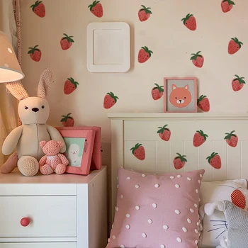 1PC adesivi murali autoadesivi con bacche carine adesivi semplici e dolci per la decorazione della parete di sfondo della camera da letto 1