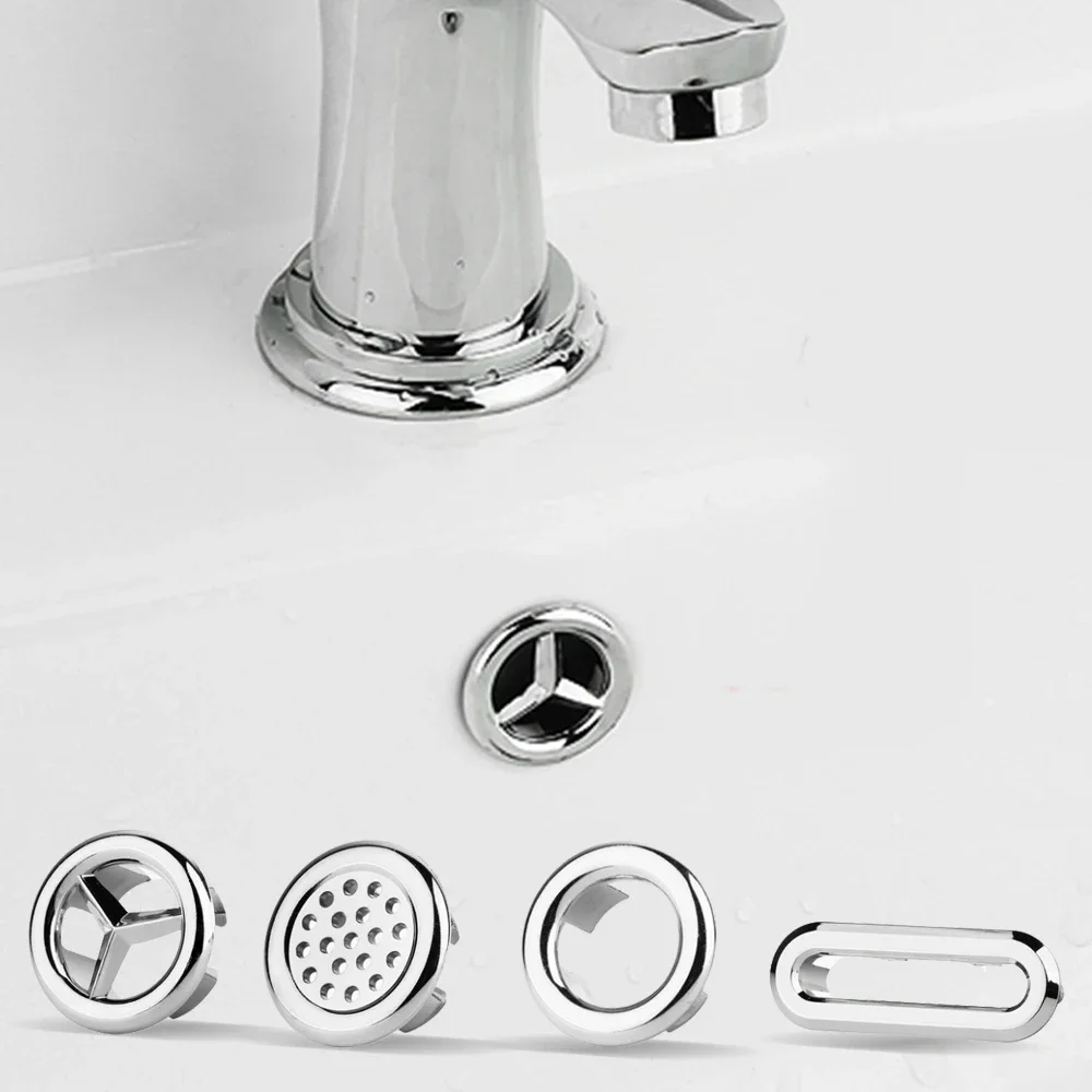 2pcs Bathroom Sink Hole Cover Basin Trim Cap Cover Plastic Electroplated Overflow Ring Bathtub Accessory 22-24mm bouchon lavabo