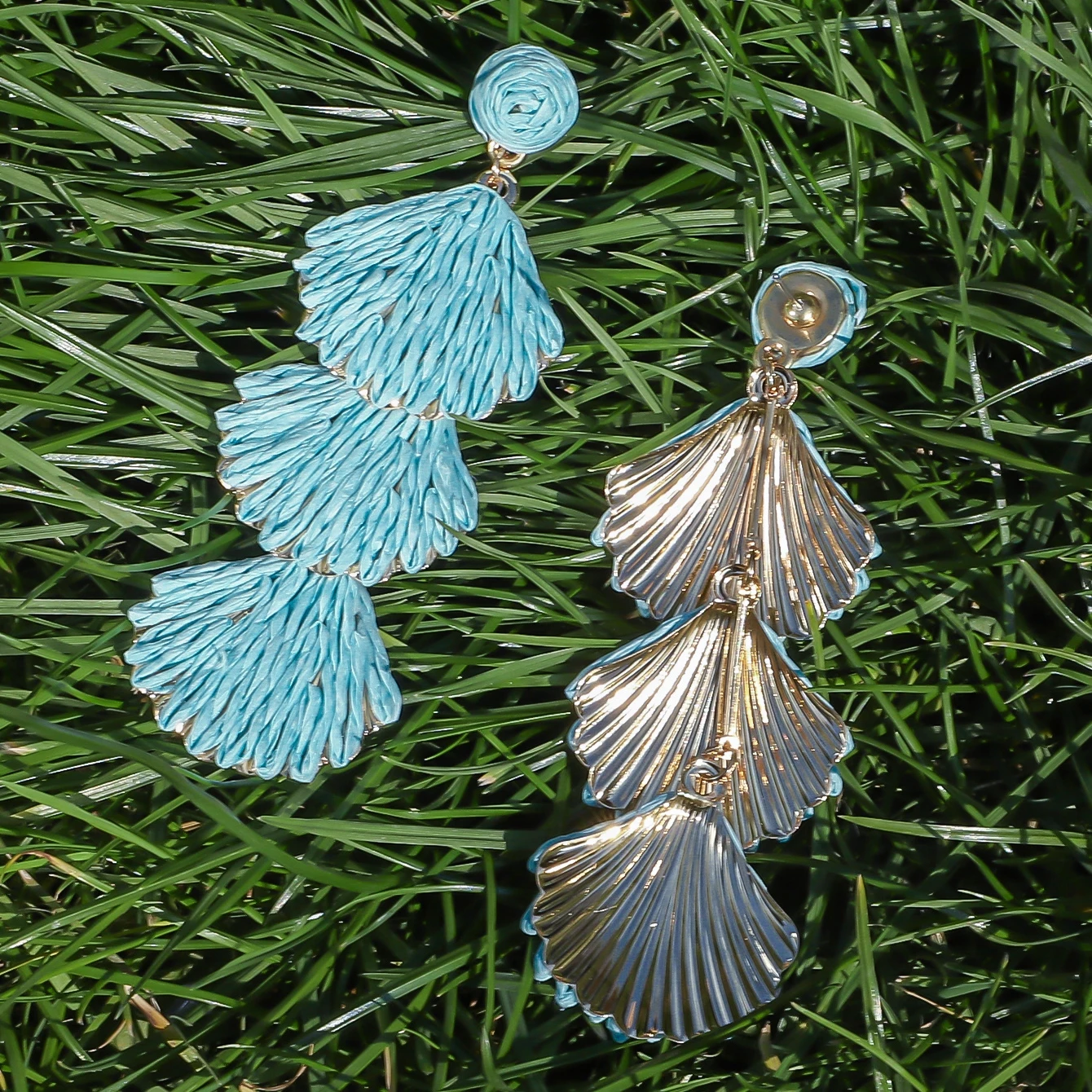 Trendy Handmade Raffia Shell Long Hanging Earrings for Women Girls Summer Beach Rattan Knit Drop Earrings Boho Jewelry Gifts