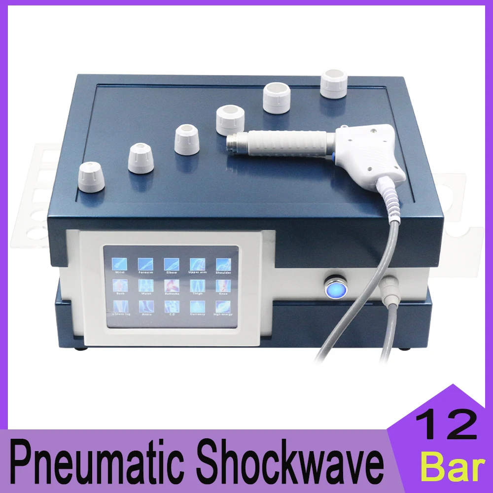 

New 12 Bar Pneumatic Shock Wave Therapy Machine Home Use Shockwave Massager ED Treatment For Tennis Elbow Pain Relief Massager