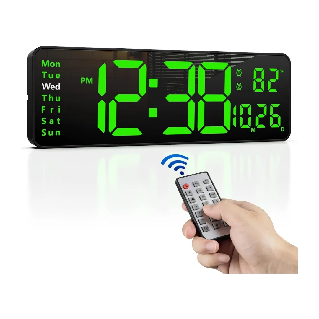 Digital Wall Clock Large Display with Remote Control