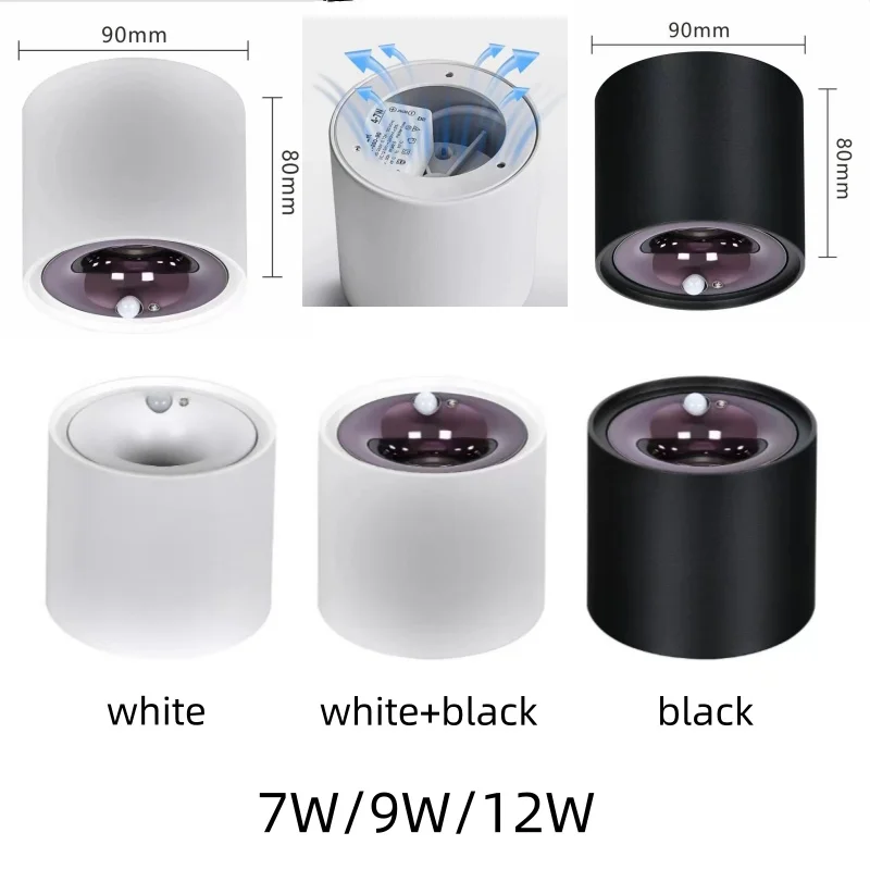 Full spectrum exposed human body sensing light corridor anti glare spotlight human body infrared sensing light LED led spotlight