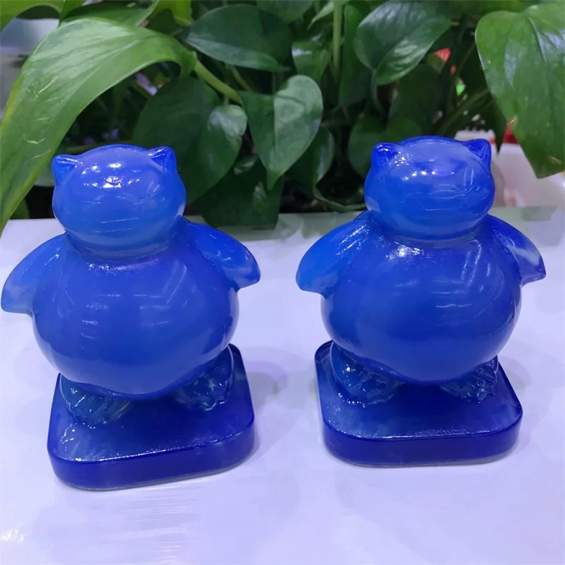 

9CM Natural Crystal Blue Opalite Cartoon Carvings Hand Carved Crystal Polished Quartz Healing Gemstones For Home DIY Decor 1PC