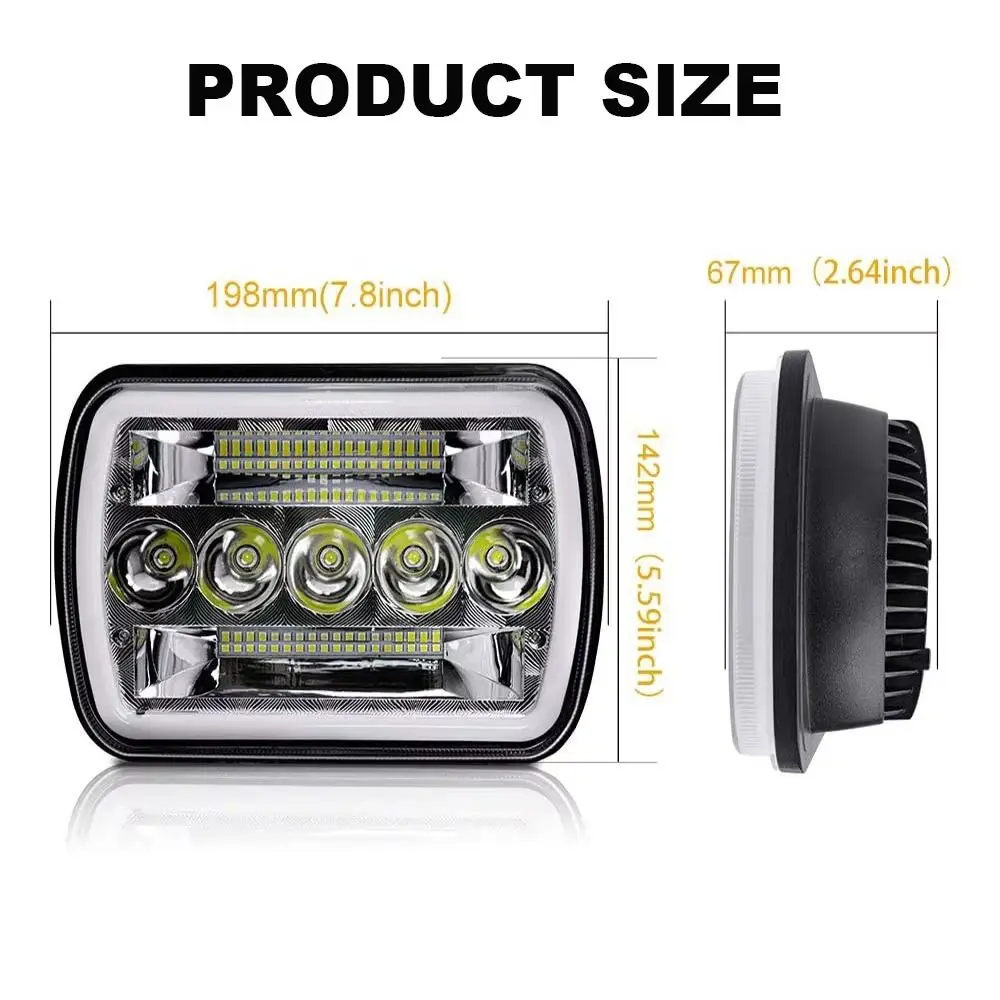 앰버 DRL LED 헤드라이트 6000K 화이트 사각 디자인 자동차 헤드램프 LED 기술 4 모델 헤드라이트 어셈블리
