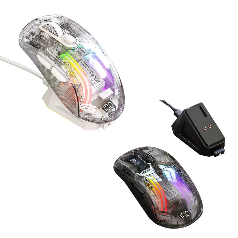 

Bluetooth-мышь X2PRO с магнитной зарядкой, трехрежимная, RGB-подсветка, индикатор заряда батареи, подходит для компьютера и телефона