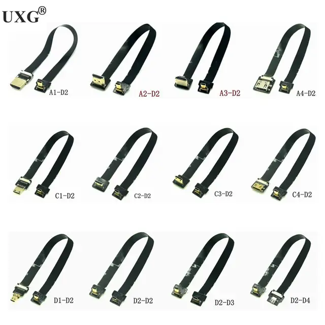 D2 FPV 90 Degree Adapter FPC Ribbon Flat HDMI-compatible Pitch 20pin For Mini Micro HD HDTV TV Camera Multicopter Photography