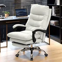 Comfortable Office Chair High Back Executive Desk Chair Leather Computer Gaming Chair Swivel Office Chairs with Footrest 1