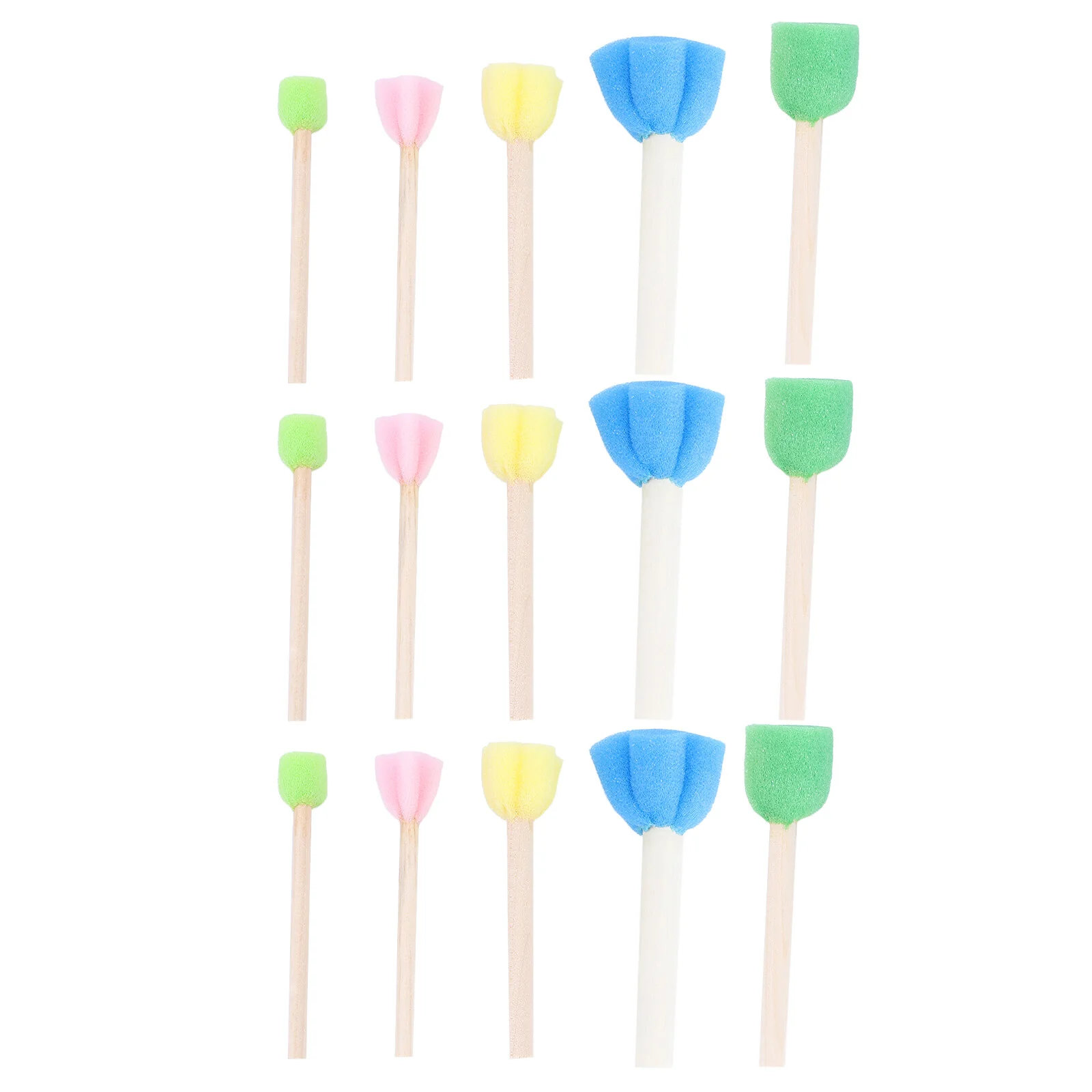 15 Pcs Kids Stamps Sponge Brush Painting Set Supplies Bamboo Stippler Child