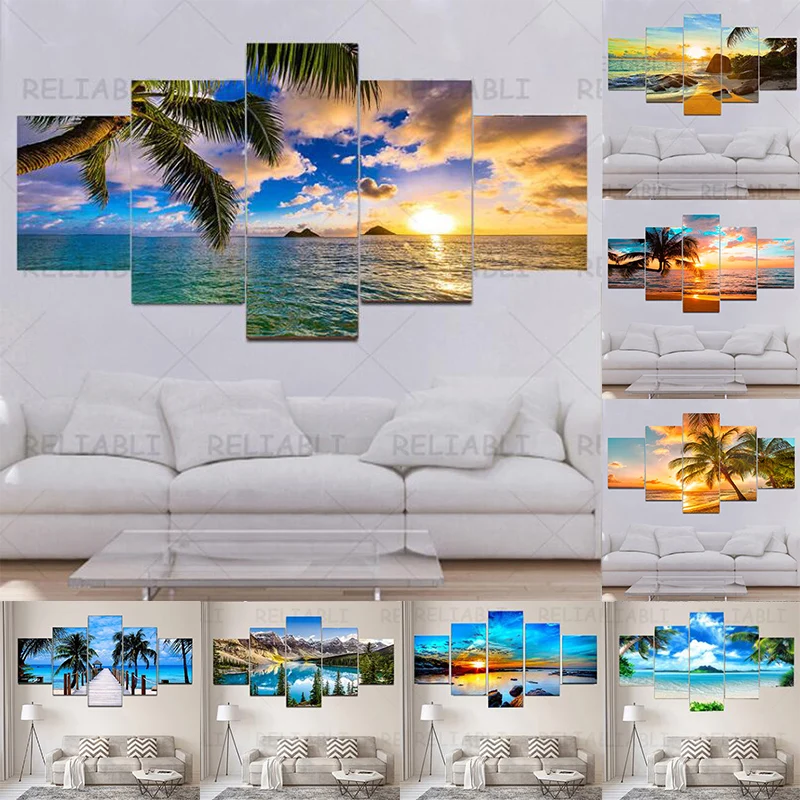 Waterfall Art Print Multi Panel Wall Art Tropical Poster, Waterfall Ca