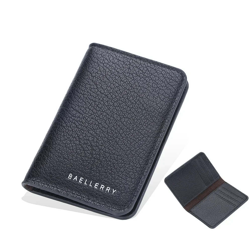 Men's Leather Card Wallet Minimalist Small Thin Purse Soft Slim Mini Credit Card Bank ID Card Holder Wallet for Men 3