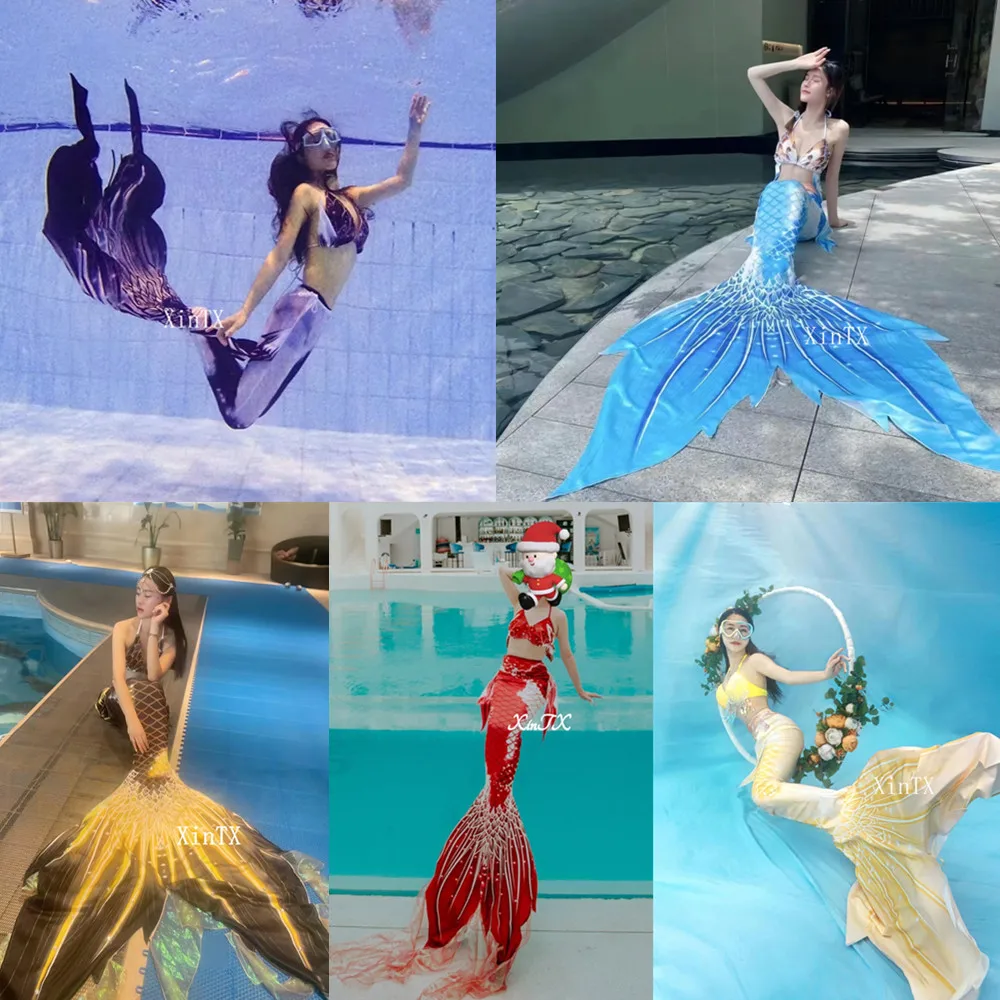 

HOT Sale HD Diving Cosplay Big Mermaid Beach Costumes Adult Women Men Large Tail Skin Swimsuits Photo Props Summer Vacation