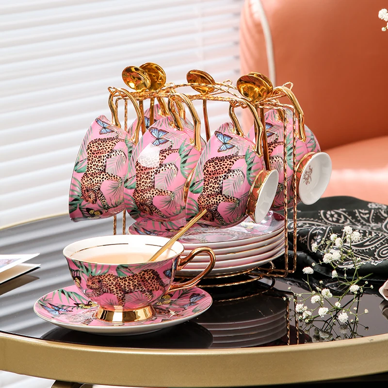 High-End Exquisite Bone China Coffee Set, Leopard Forest Cheetah Tea Cup,  Drinking Teacup Organizer, Home Kitchen Accessories - AliExpress