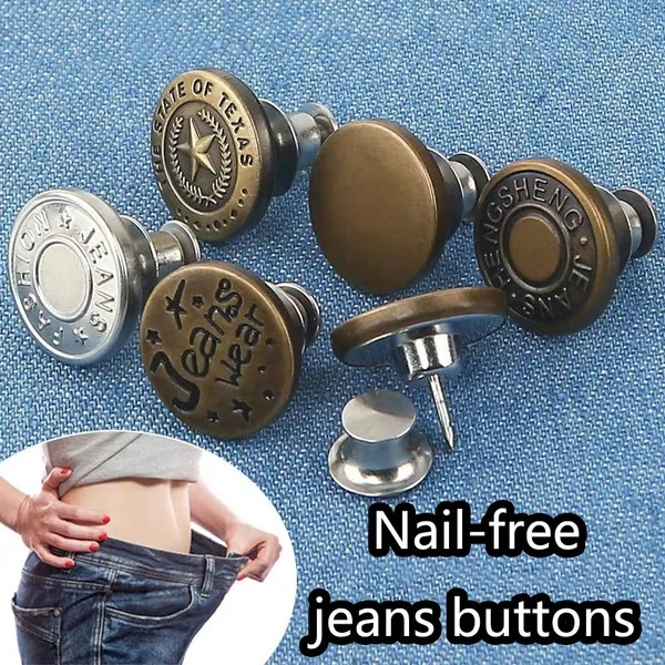 10Pcs Jeans Buttons Replacement No Sewing Metal Button Repair Kit Nailless Removable Jean Buttons Replacement with Screwdriver