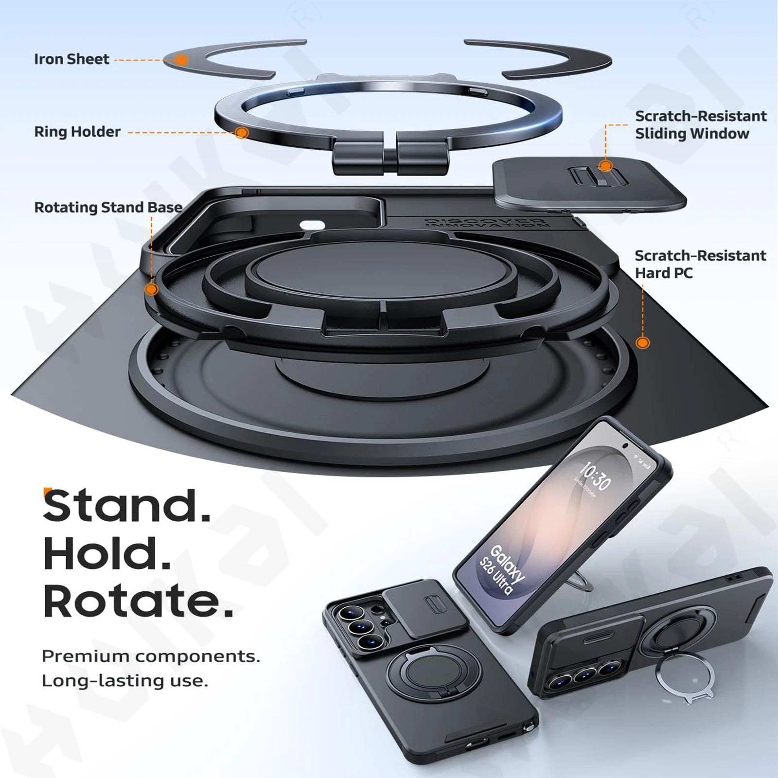 Ultimate Armor 360° Protective Case with Sliding Camera Cover and Support Ring