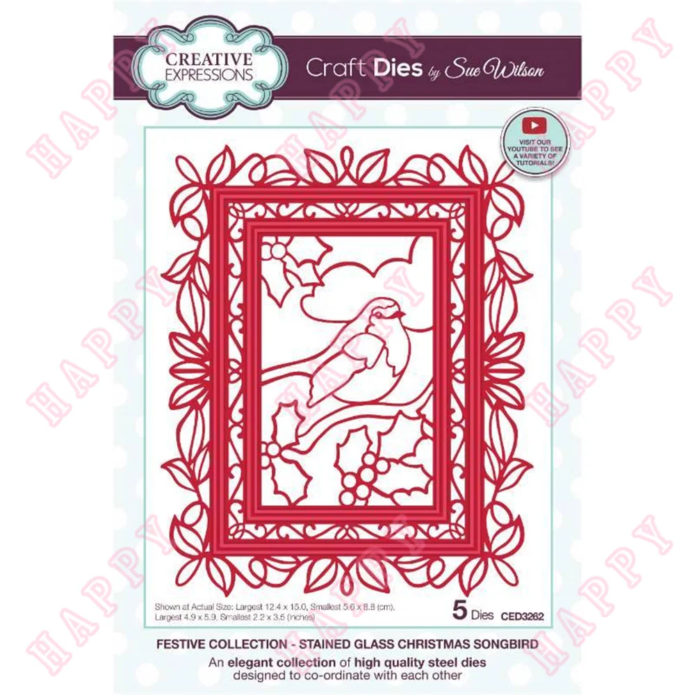 

Metal Cutting Dies Stained Glass Christmas Songbird For Scrapbook Diary Decoration Paper Craft Embossing Template DIY Handmade