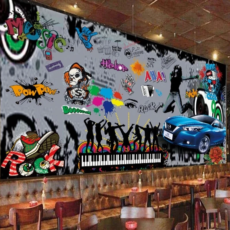 

Самоклеящиеся обои на заказ, граффити в стиле ретро, спортивный автомобиль, бар, ресторан, детская спальня, фотообои, водонепроницаемые наклейки