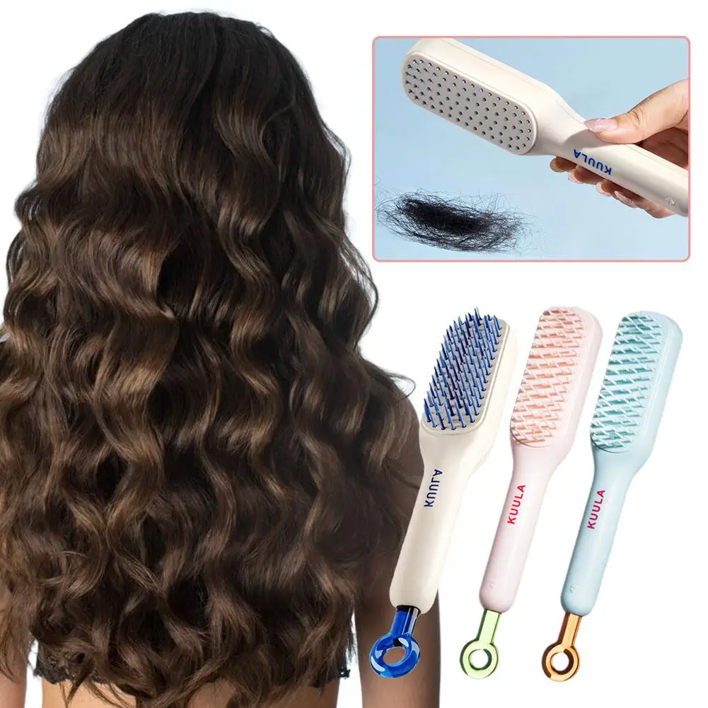 Anti-static Massage Comb For Women Smooth Hair Self Cleaning Hair Brush Retractable Comb Self-cleaning Hair Brush Z2l1