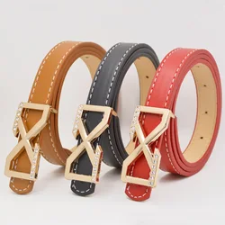 Designer Children's Belt Diamond Inlay Smooth Buckle Boy Belt Female Children's Dresses Waistband Fashion Joker Belt for Kids