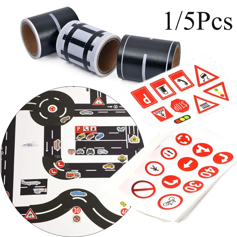 DIY Kids Learning Intelligence Route Mark Railway Road Tape Safety Education Traffic Sticker Study Road Signs Tool